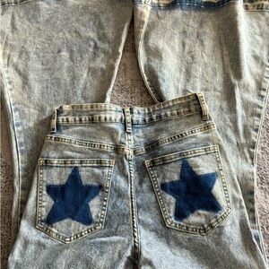 Altar'd State Blue Flare Wide Leg Jeans